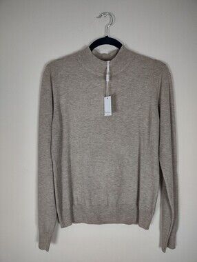 NWT Vila Milano Beige Mock Neck Knit Sweater Size Medium Soft Lightweight